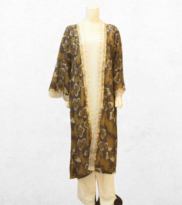 Chiffon Stitched Women Suit – Yellow Long Gown/2025